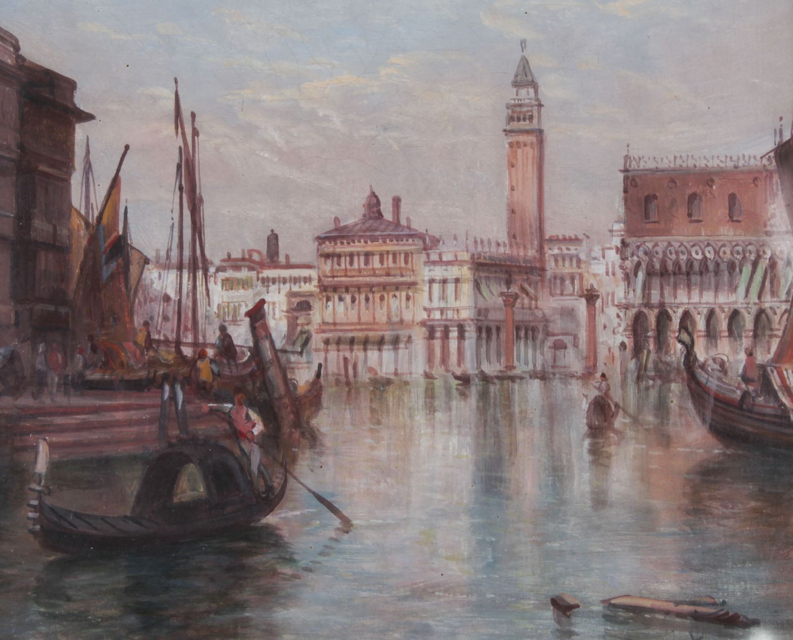 Antique Oil On Canvas Painting Of  Venice By Alfred Pollentine 19th Century photo for sale