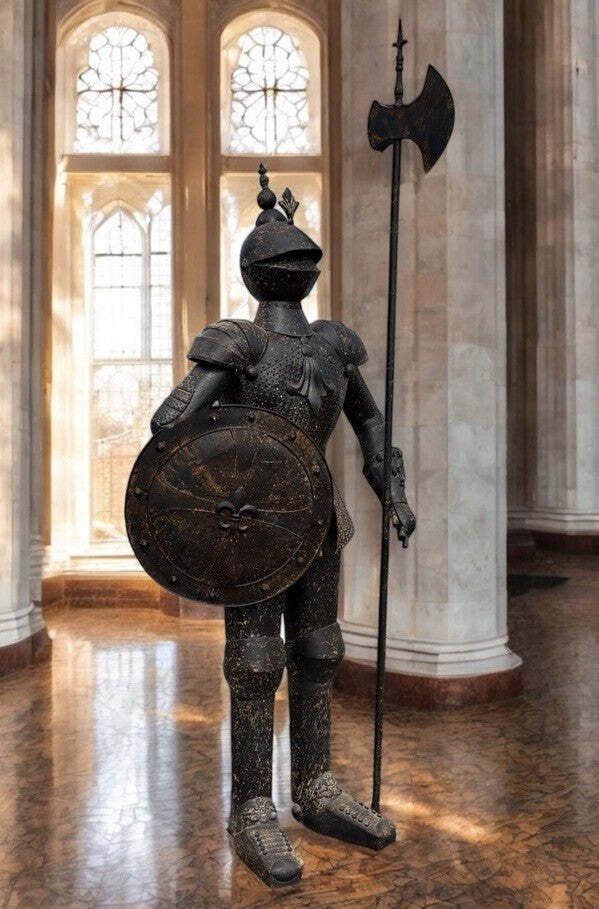 Suit Of Armour. Large And Impressive And Made Of Metal.