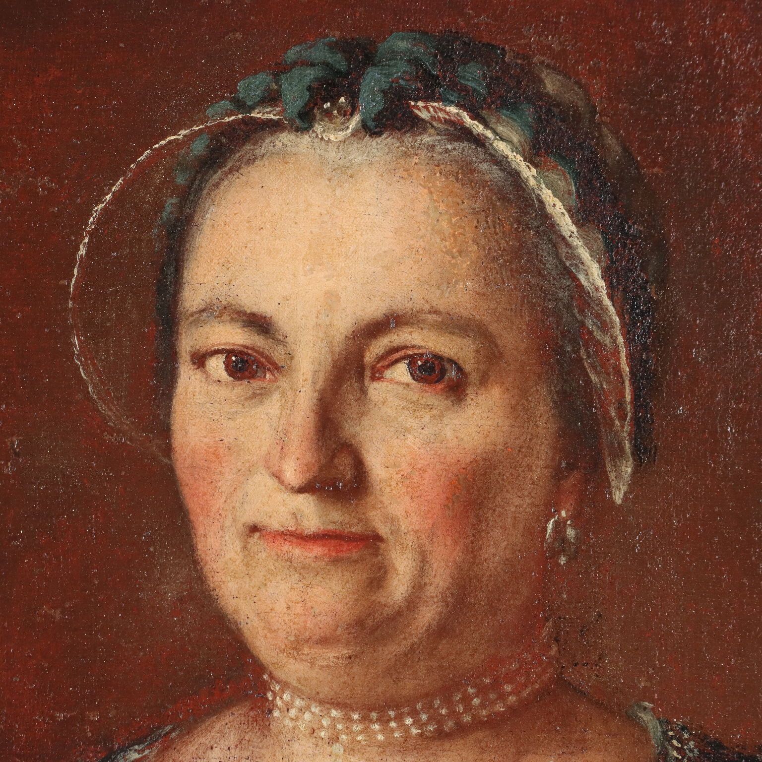 Antique Painting Female Portrait Oil On Canvas XVIII Century photo Art