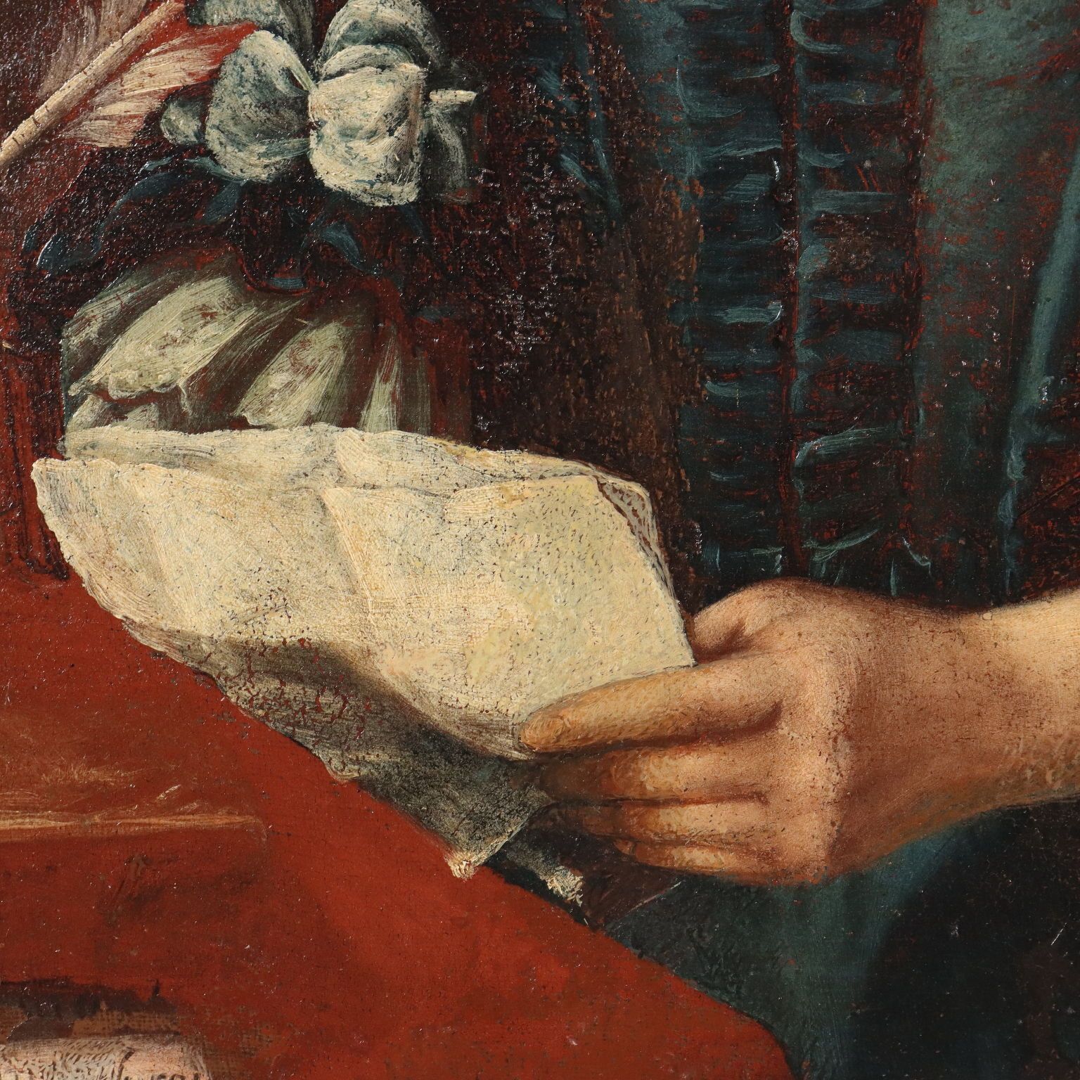 Antique Painting Female Portrait Oil On Canvas XVIII Century photo vinterior