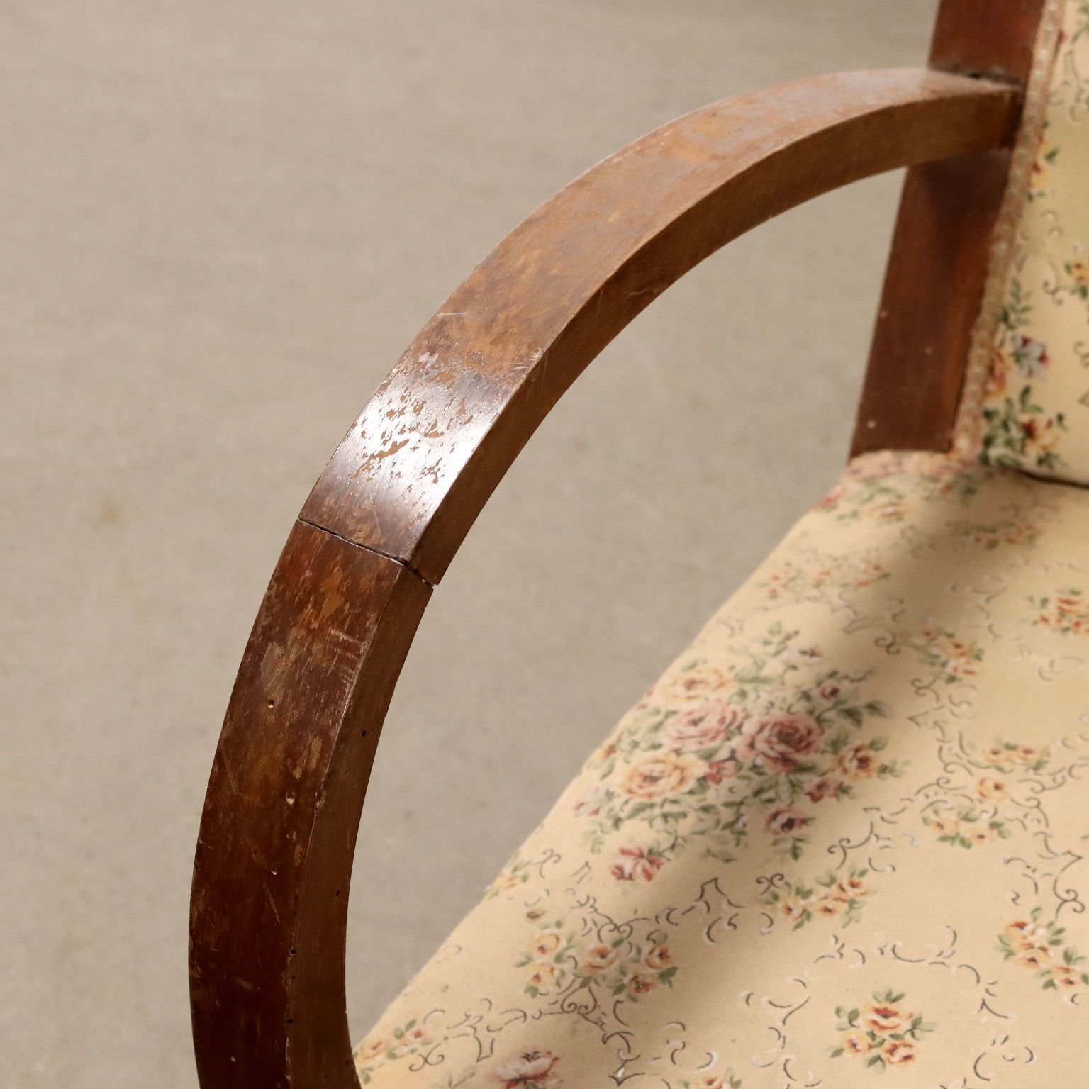 Antique Deco Armchairs Walnut Fabric Italy XX Century photo Furniture
