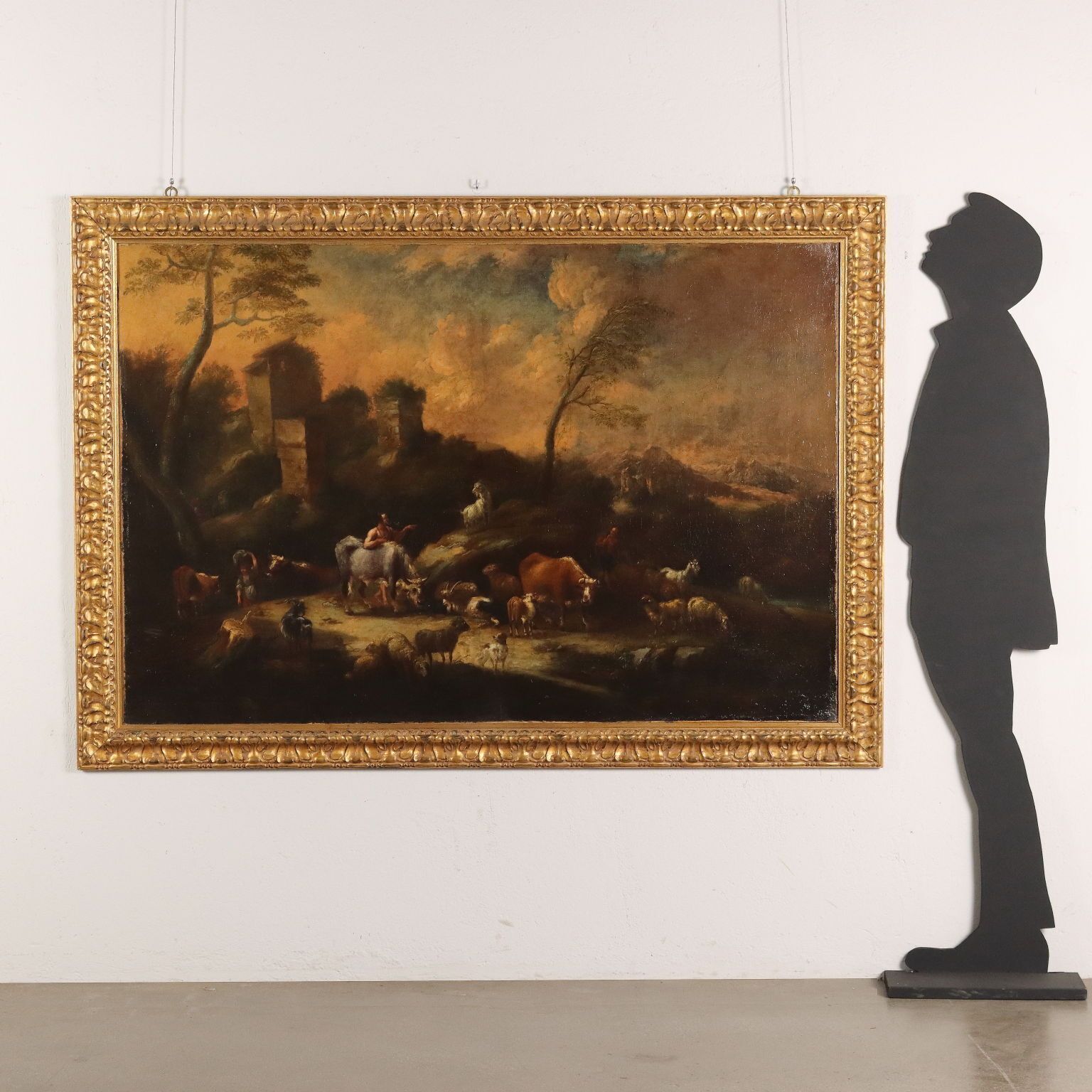 Painting Landscape With Figures And Herds Oil On Canvas XVIII Century photo furniture