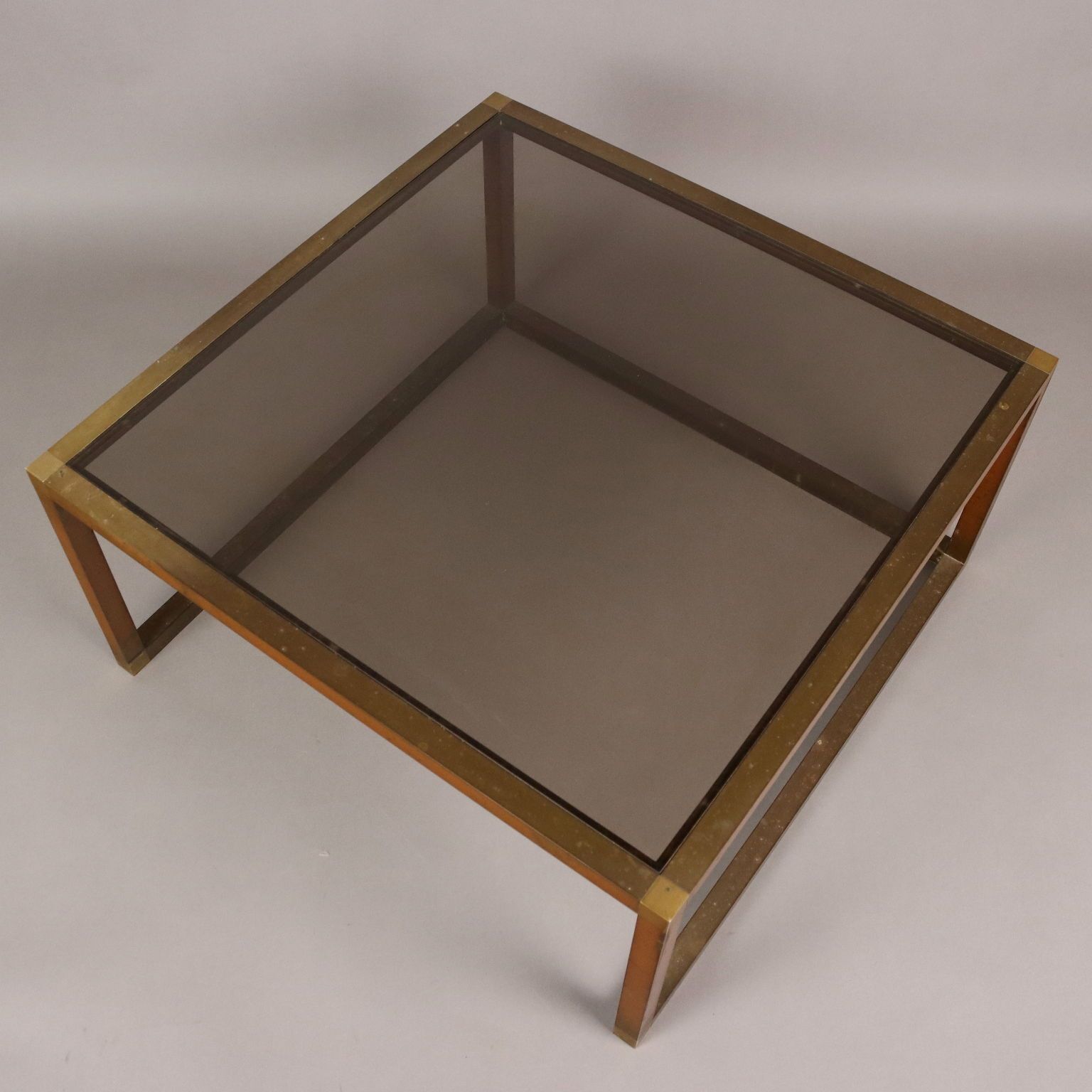 Vintage Coffee Table Brass Glass Italy 1960s 1970s photo for sale