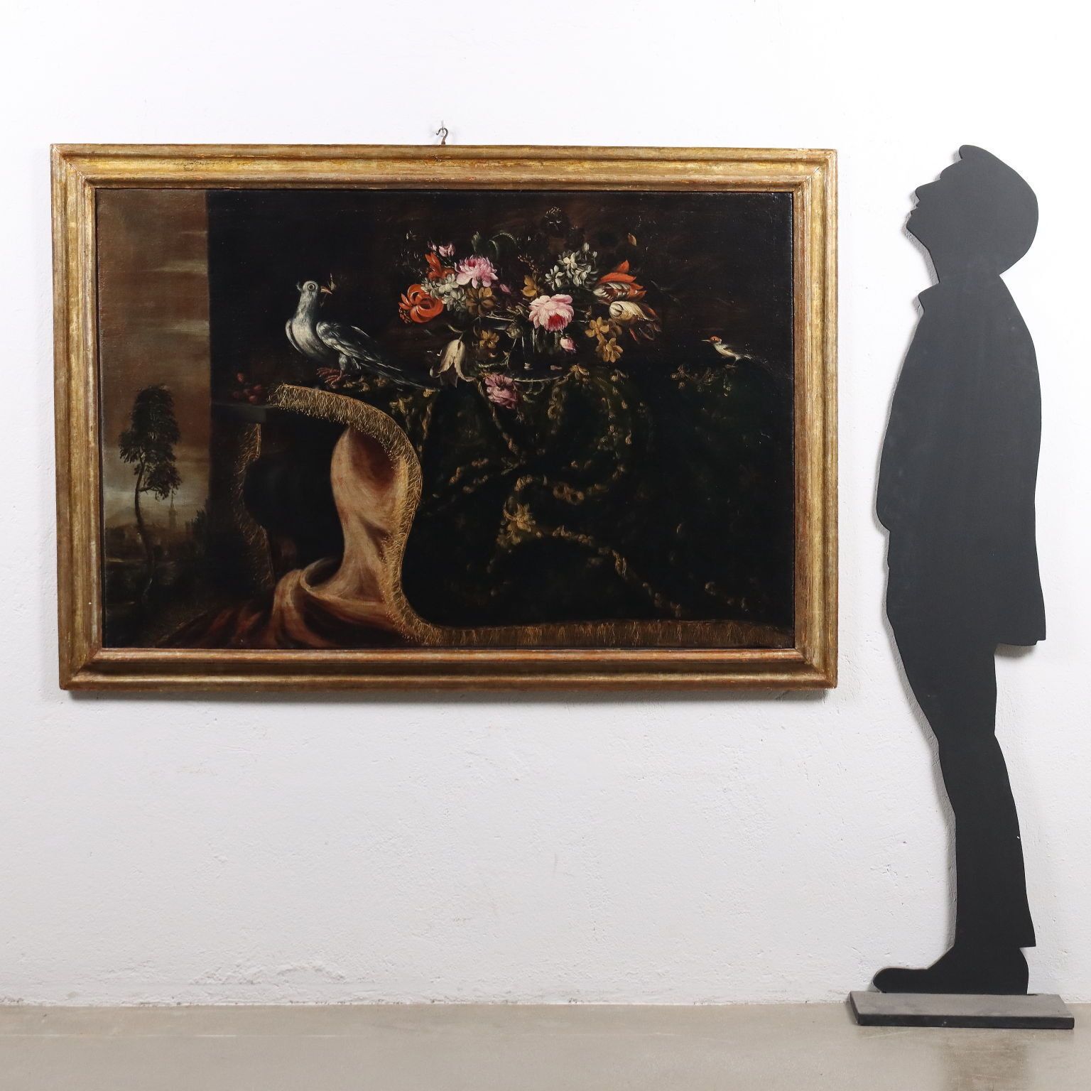 Ancient Painting Still Life With Flowers And Birds Oil On Canvas '600 photo for sale