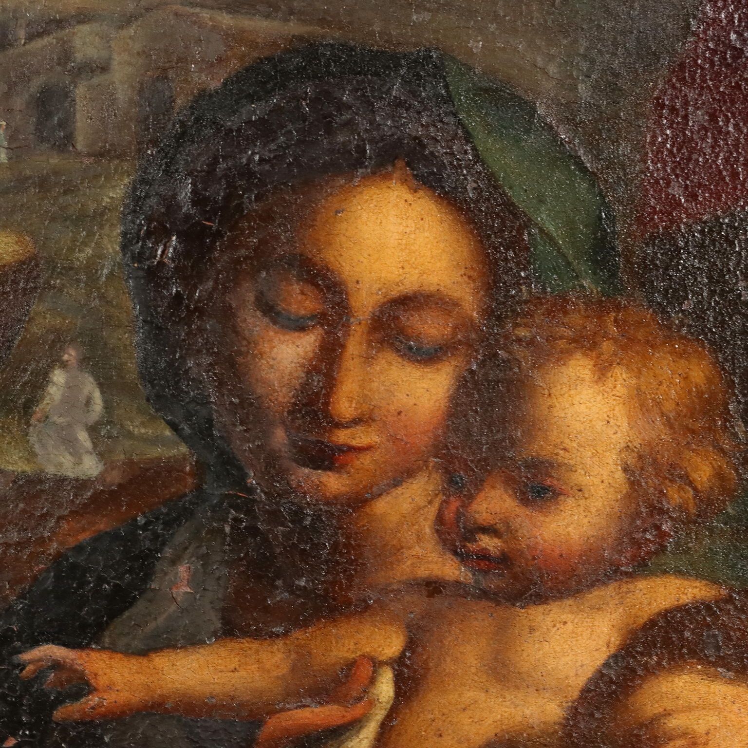 Antique Painting The Virgin Mary Of St. Jerome Oil On Canvas '600 photo Art