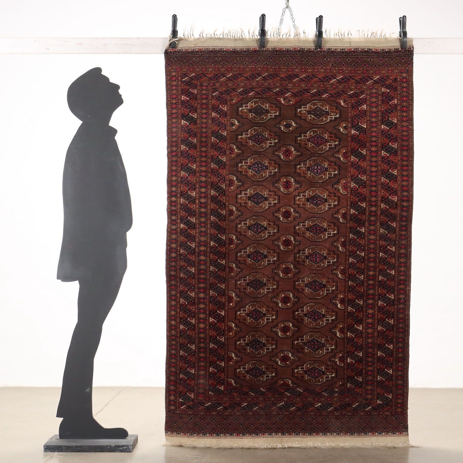 Antique Bukhara Carpet Wool Thin Knot Turkmenistan 75 X 47 In photo furniture