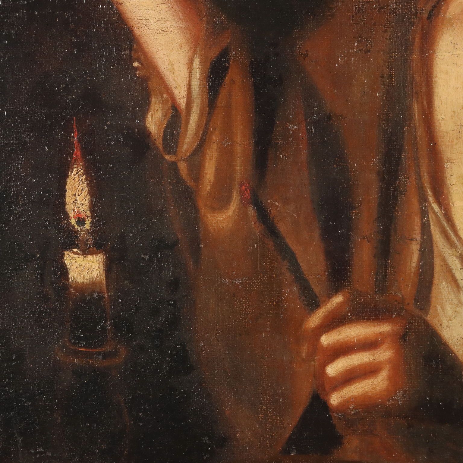 Antique Painting Young Man With A Pipe Oil On Canvas XVIII Century photo vinterior