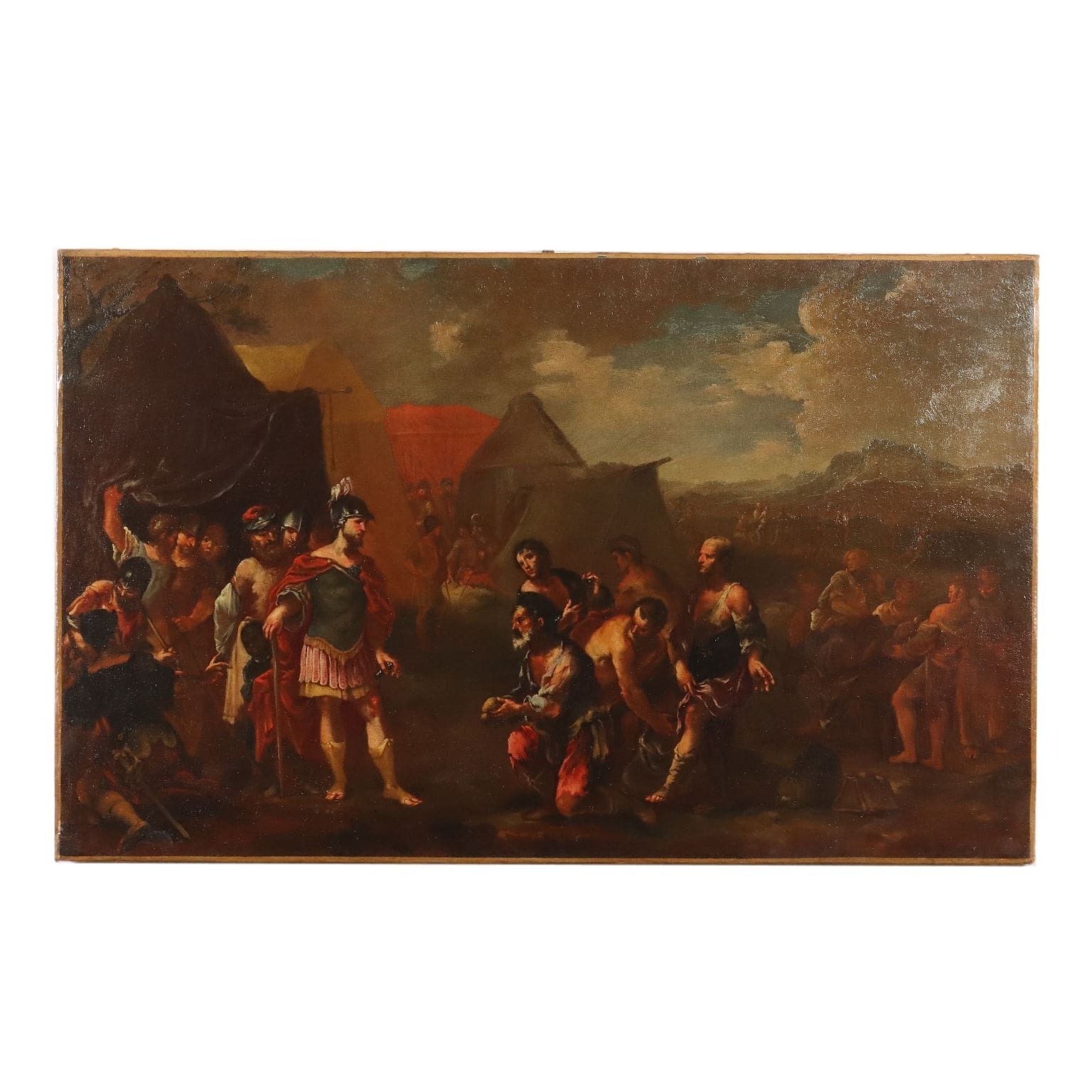 Antique Painting With Historical Subject Oil On Canvas XVII Century