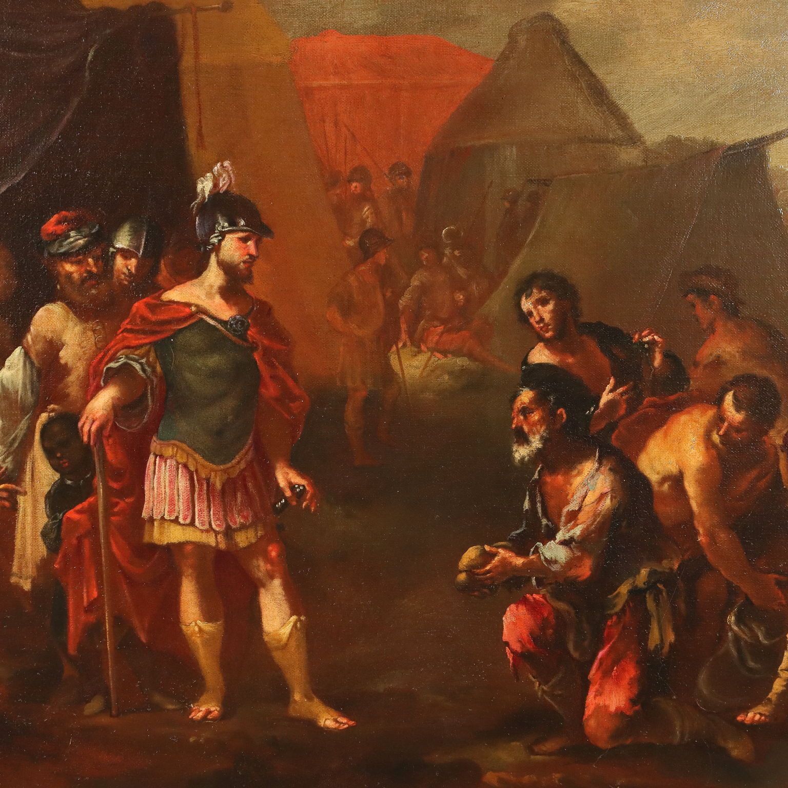 Antique Painting With Historical Subject Oil On Canvas XVII Century photo for sale