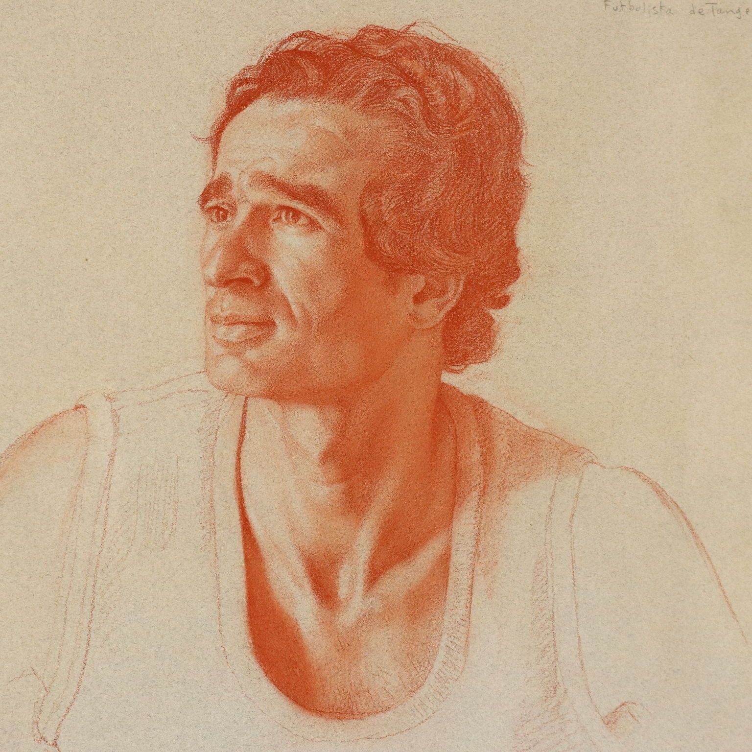 Modern Drawing C. Bravo Camus Chiquito Futbolista De Tanger 1982 photo for sale