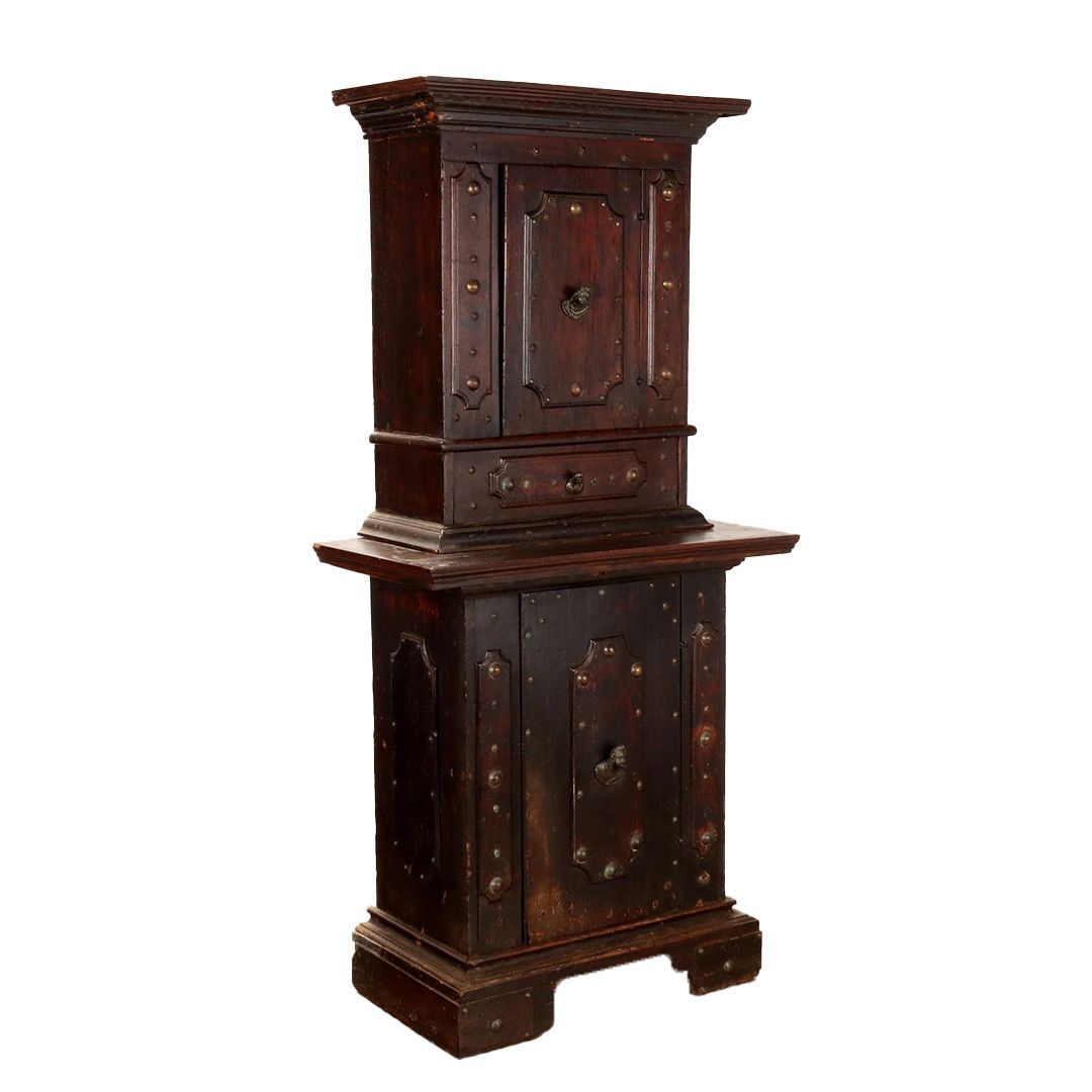 Antique Neo Baroque Cupboard Silver Fir Italy XIX Century