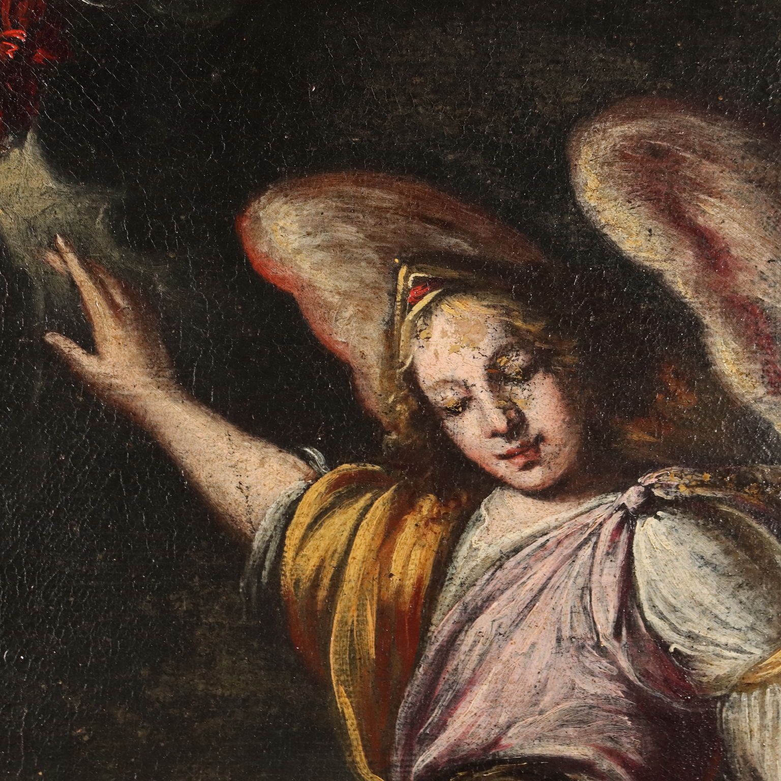 Antique Painting Religious Subject Oil On Canvas XVII Century photo Art