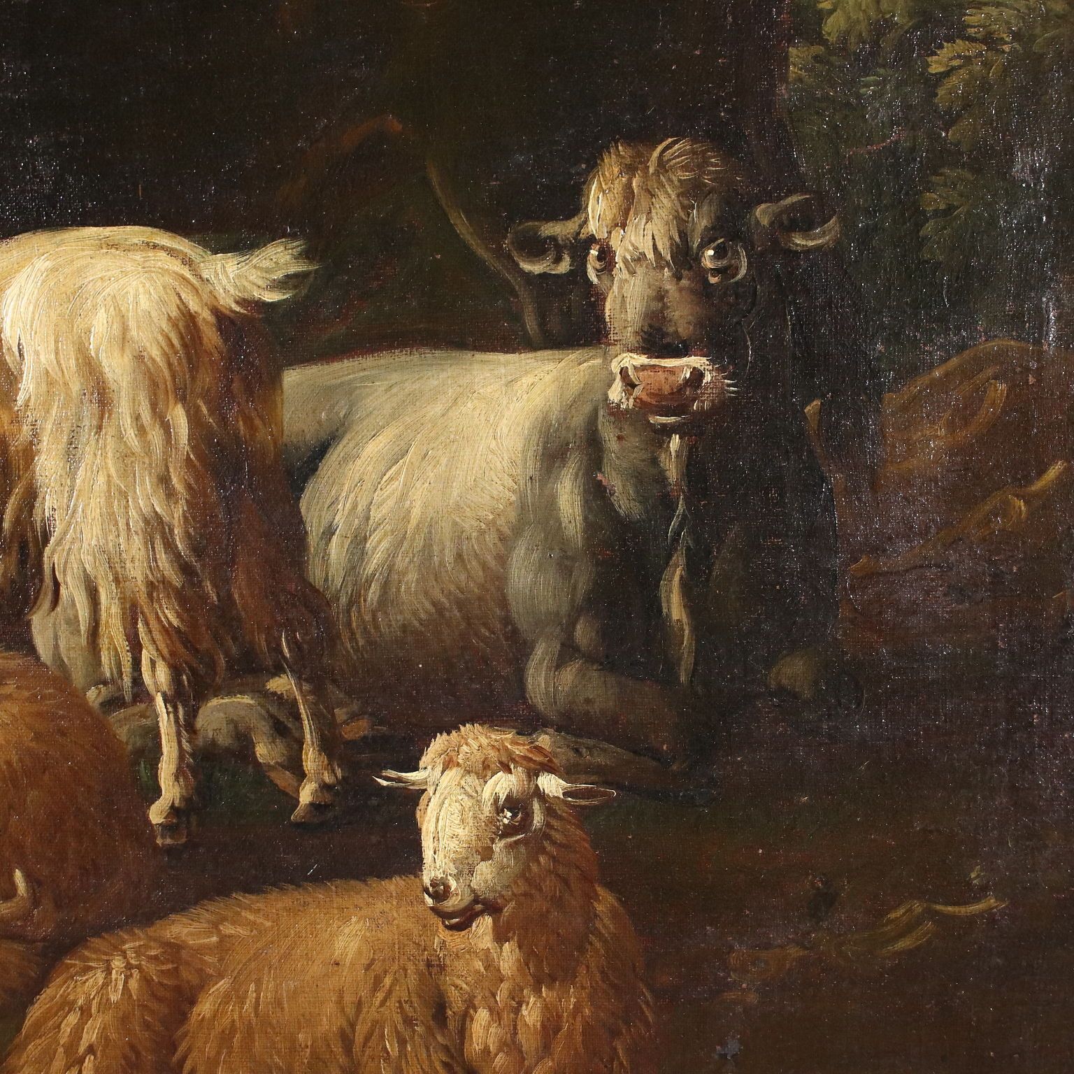 Antique Painting Landscape Shepherds Oil On Canvas XVII Century photo vinterior