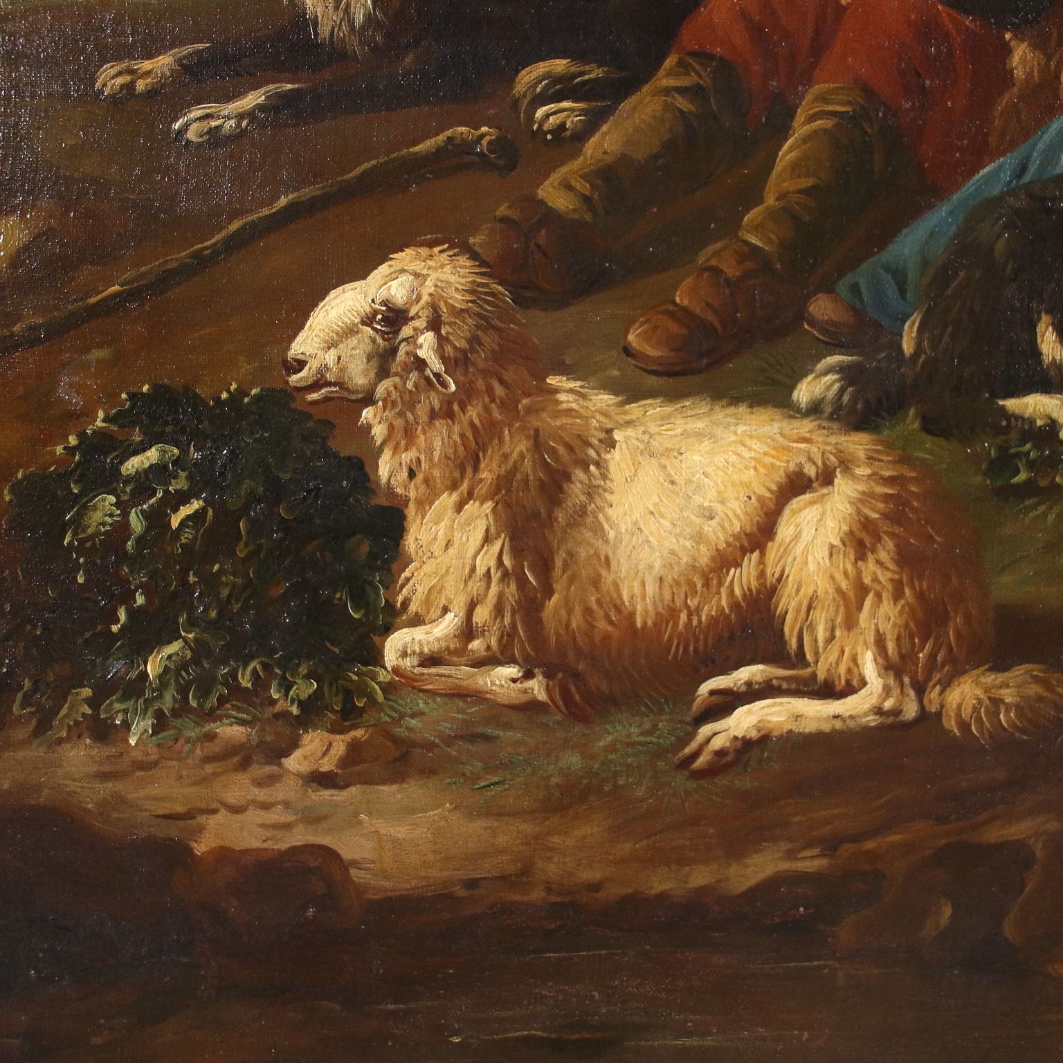 Antique Painting Landscape Shepherds Oil On Canvas XVII Century photo buy