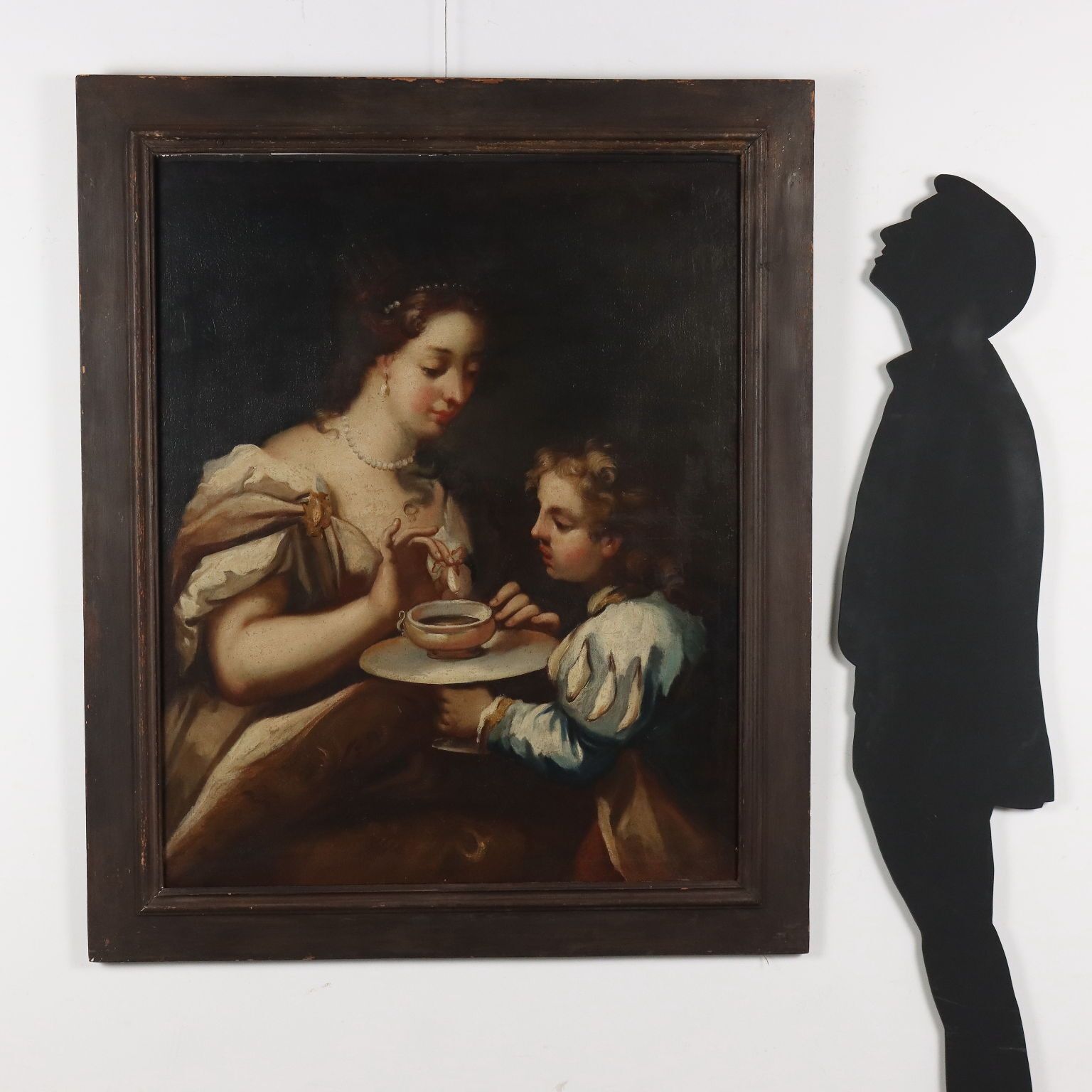 Antique Painting Historical Subject Oil On Canvas XVII Century photo furniture