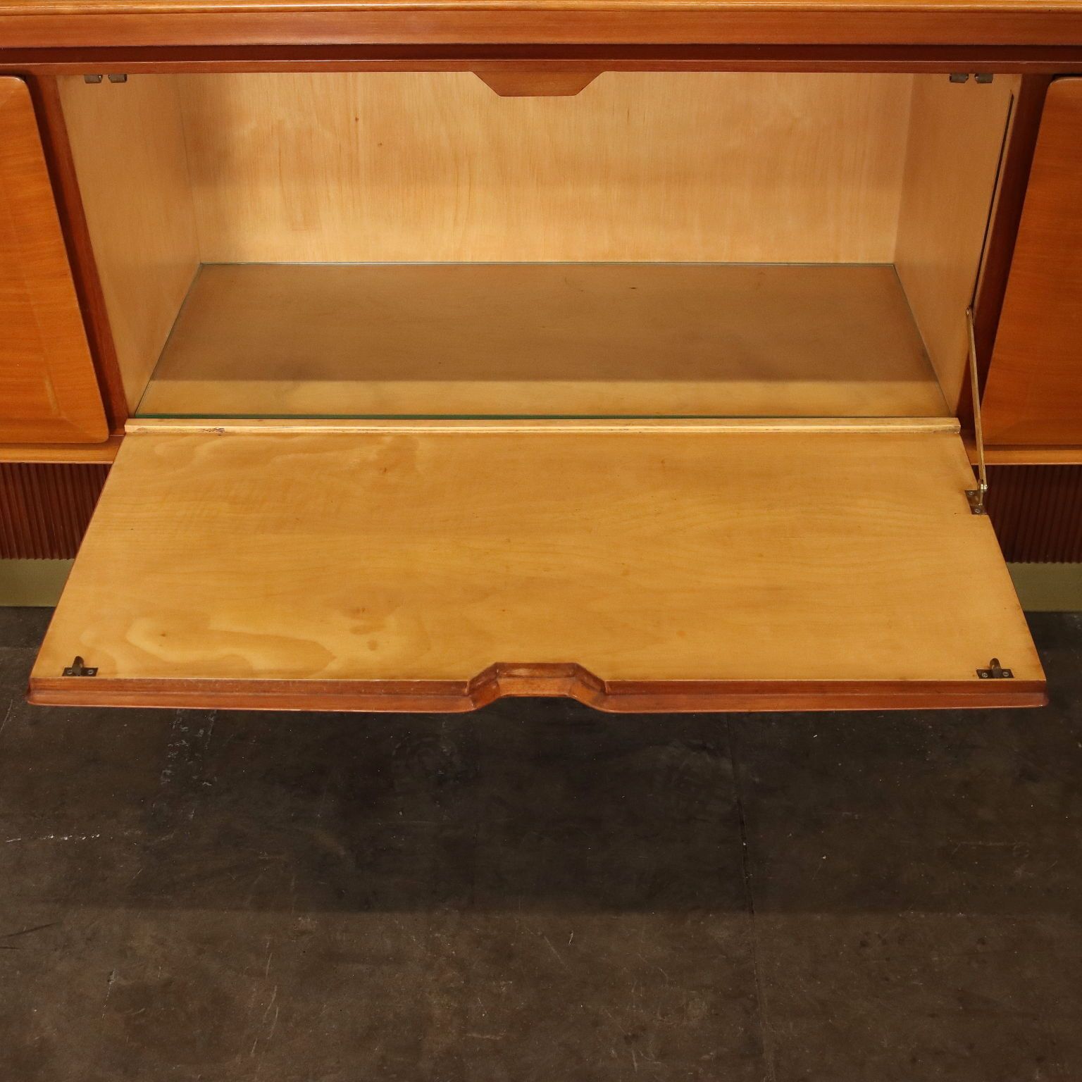 Furniture Vintage Living Room Cabinet Wood Aluminium 1950s photo