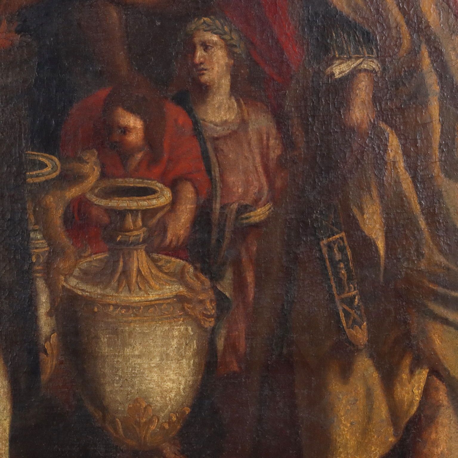 Antique Painting Religious Subject Oil On Canvas XVII Century photo vintage