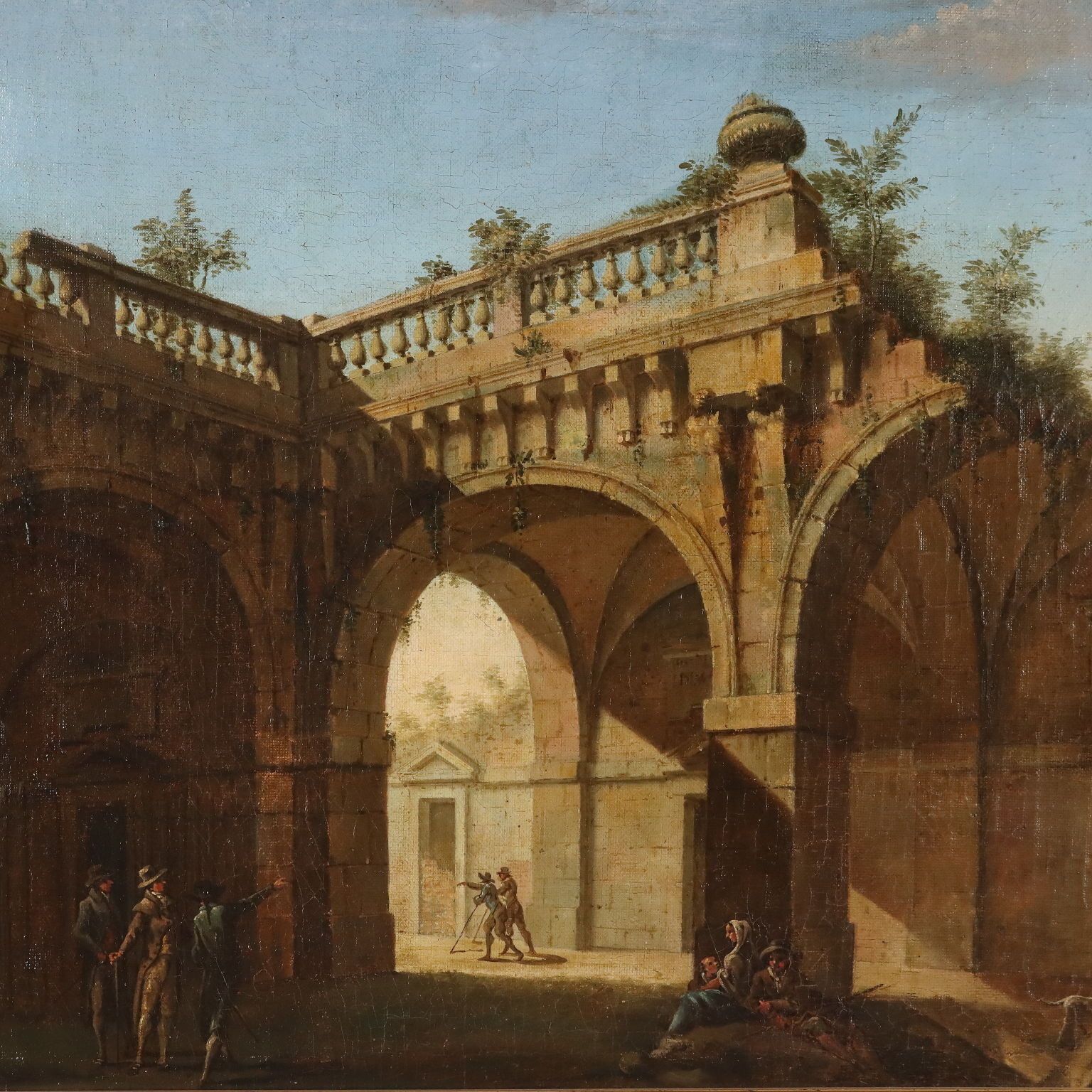 Antique Painting Folly Oil On Canvas Italy Late XVIII Century photo for sale