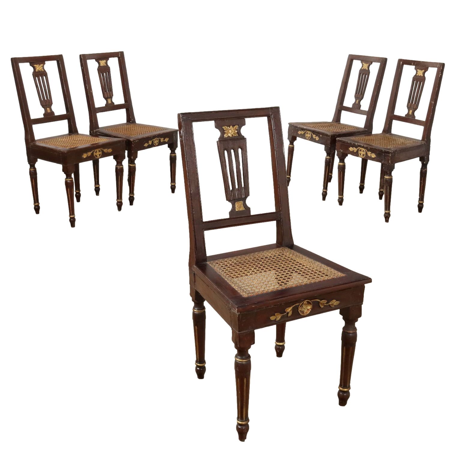 Antique Neo Classical Chairs Walnut Metal Italy XVIII Century