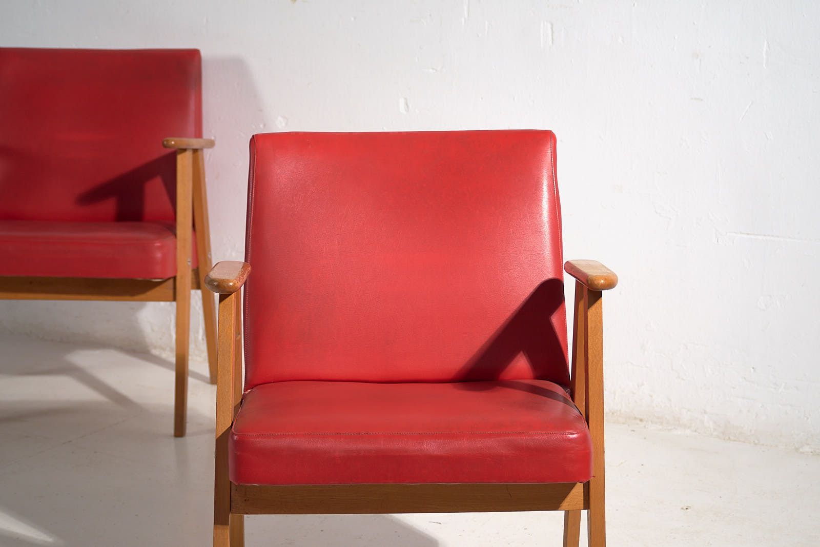 Red Vintage Style Armchairs (C.1960). Set Of 2 Pieces photo buy