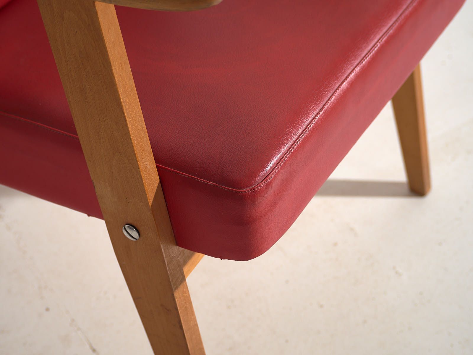 Furniture Red Vintage Style Armchairs (C.1960). Set Of 2 Pieces photo