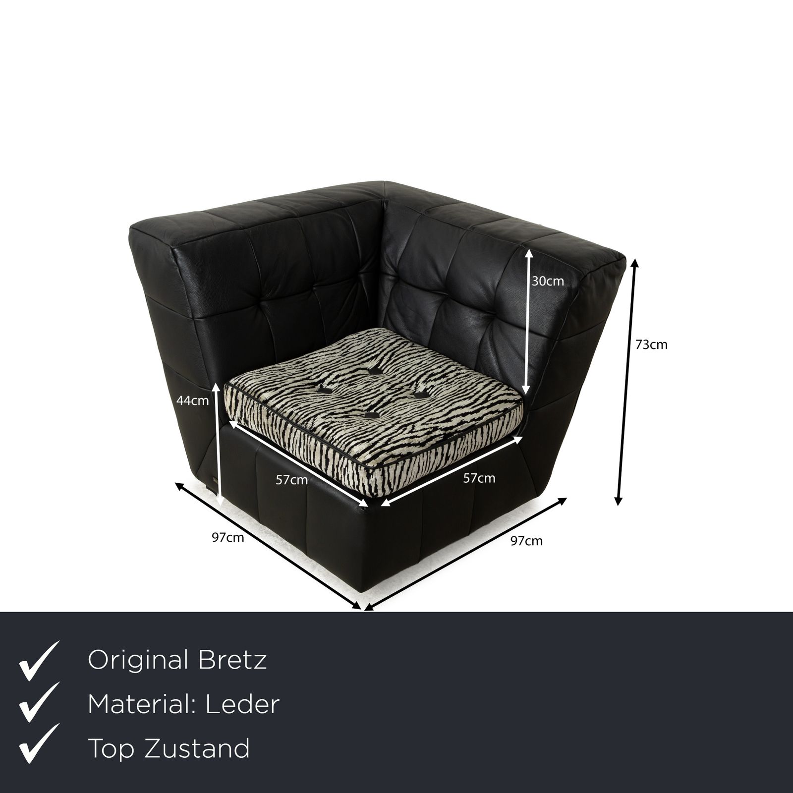 Fauteuil Bretz Tiziana en cuir noir, fonction pivotante photo furniture