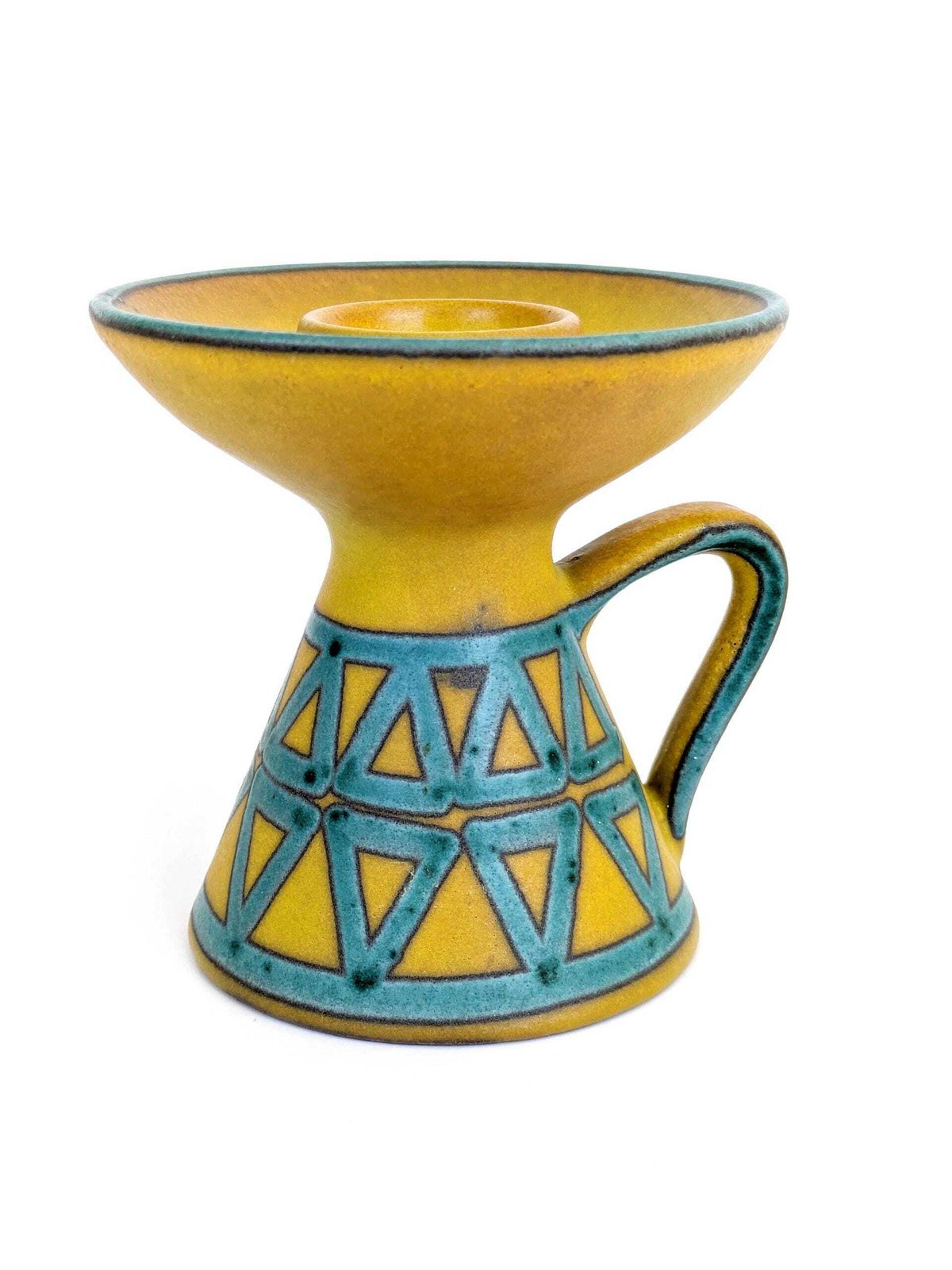 Midcentury Ceramano Candle Holder | Model 401 Limone Decor Yellow & Turquoise Glaze | West German Pottery, 1960's photo Home Decor