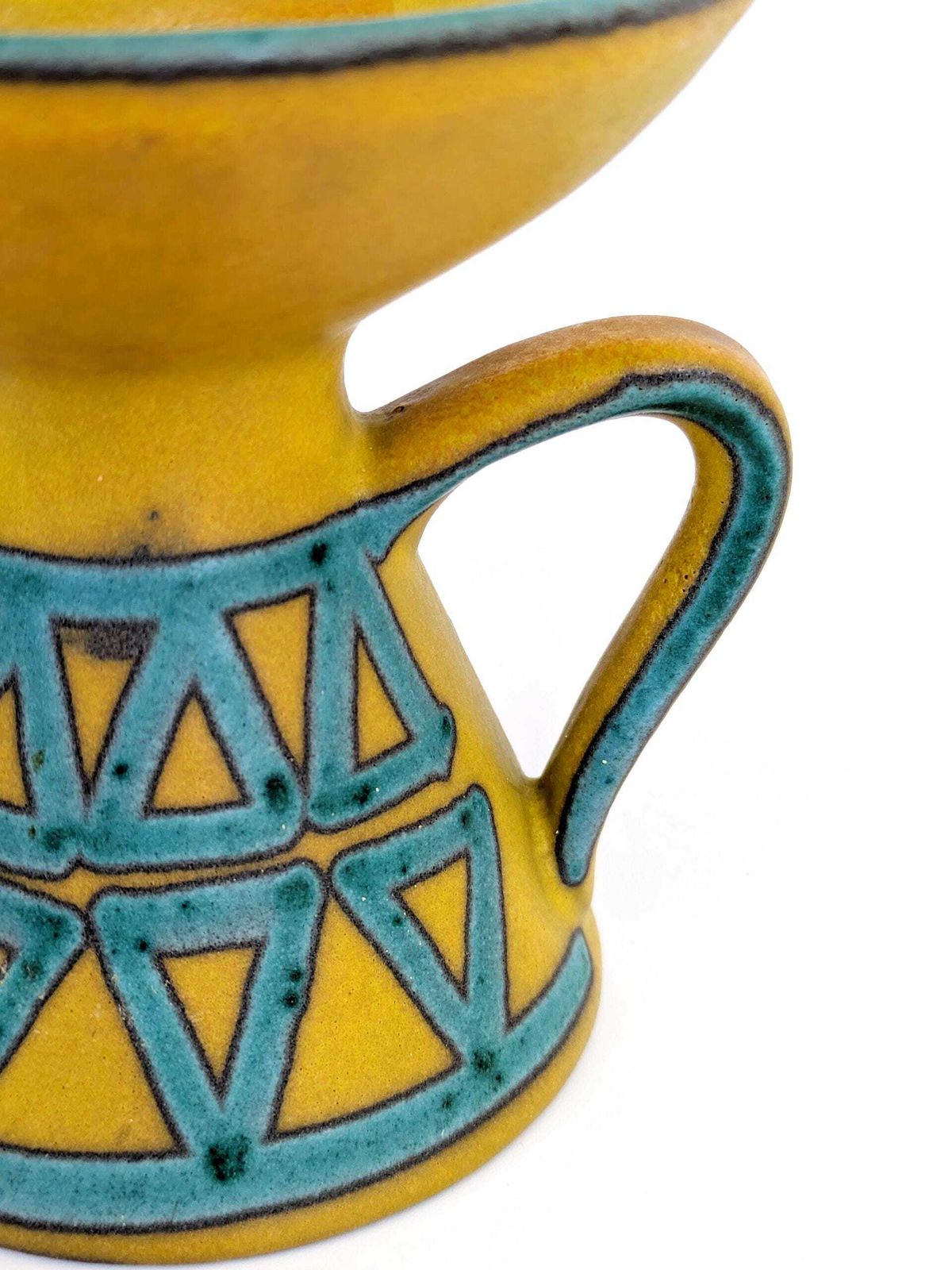 Midcentury Ceramano Candle Holder | Model 401 Limone Decor Yellow & Turquoise Glaze | West German Pottery, 1960's photo vintage