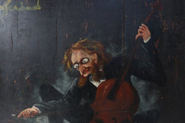 S. Gil, Cellist In A Theater In Paris, 20th Century, Painting On Wood, Framed photo for sale