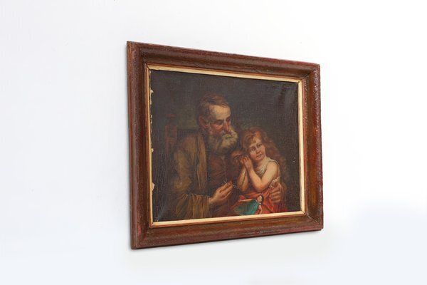 Flemish Artist, Baroque Figures, 1800s, Oil On Canvas, Framed photo vintage