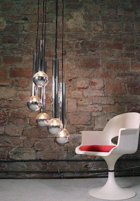 Chrome & Glass Cascading Light By Motoko Ishii For Staff, 1970s photo Lighting
