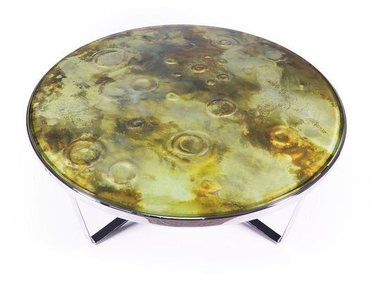 Mid Century Brutalist Crater Glass Coffee Table, 1970s photo furniture