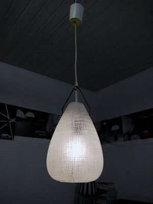 Mid Century Italian Brass And Glass Drop Pendant Lamp, 1950s photo for sale