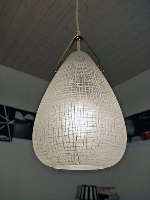 Mid Century Italian Brass And Glass Drop Pendant Lamp, 1950s photo 500.0