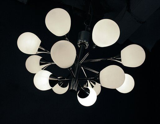Space Age German Glass And Chrome Sputnik Ceiling Lamp From Kaiser Idell / Kaiser Leuchten, 1970s photo Lighting