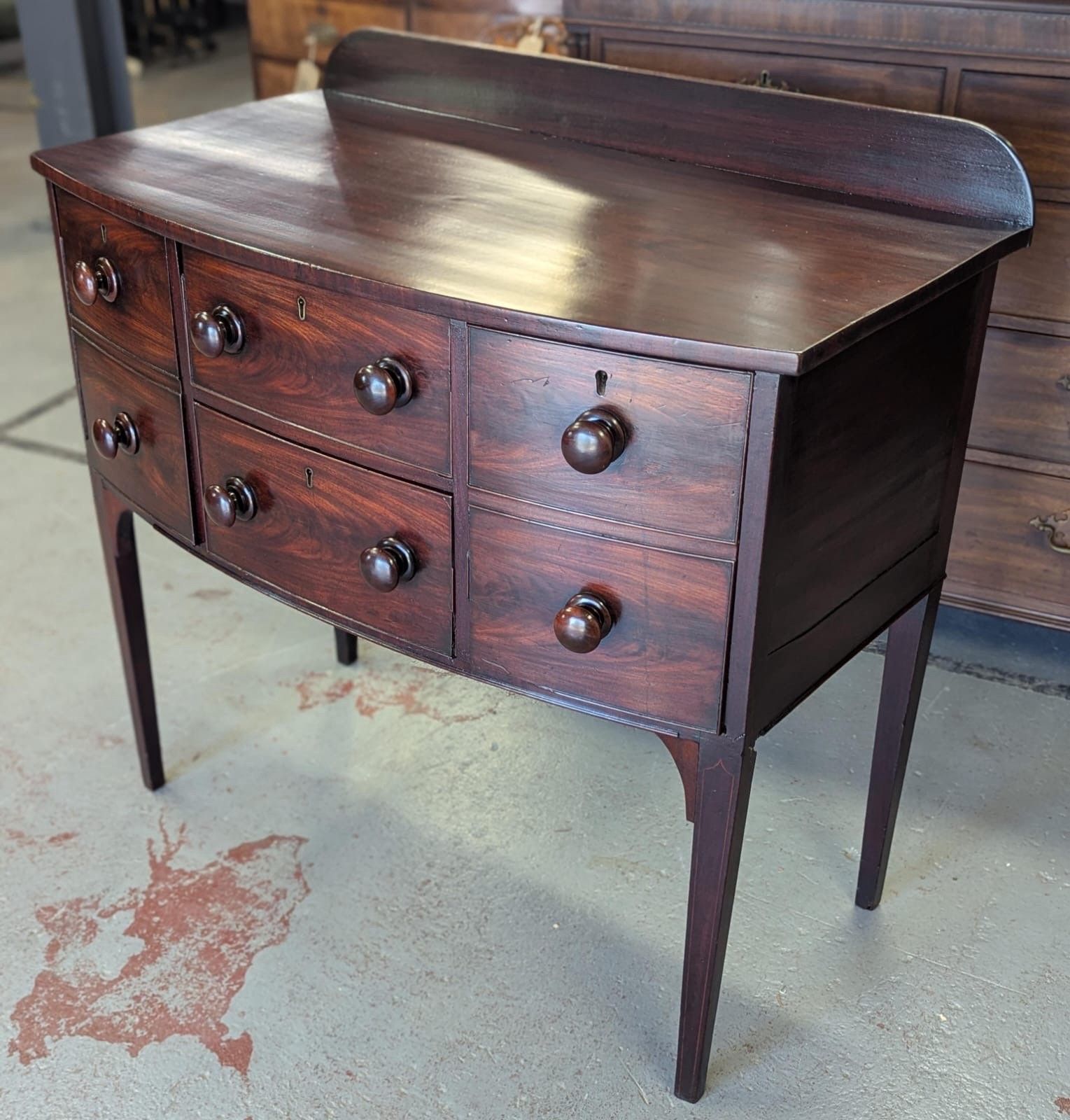 Victorian Solid Mahogany Bow Fronted Chest Of Drawers On Legs photo furniture
