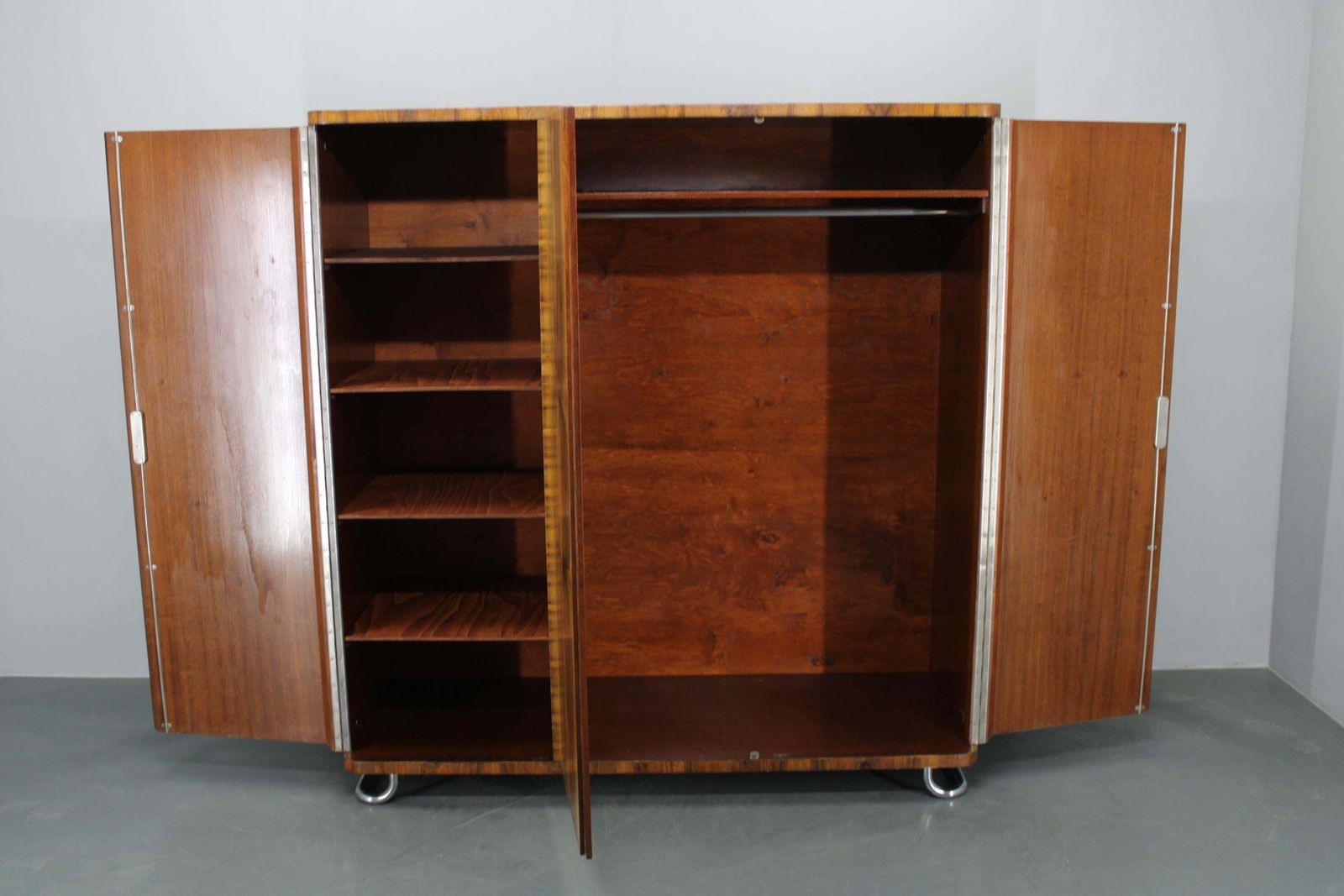 1930s Bauhaus Wardrobe By Vichr & Spol In Walnut Finish, Czechoslovakia photo 4195.0