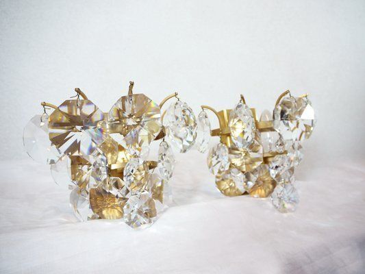 German Crystal And Brass Sconces By Christoph Palme, 1960s, Set Of 2 photo Lighting