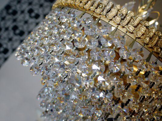 German Gilt Brass And Crystal Chandelier From Palwa, 1960s photo 1940.0