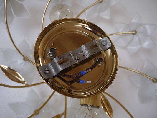 Italian Murano Glass And Gilt Brass Ceiling Lamp, 1970s photo vinterior