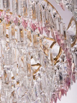 Swarovski Crystal & Brass Chandelier Attributed To Palwa, Germany, 1960s photo vintage