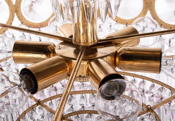 photo buy Swarovski Crystal & Brass Chandelier Attributed To Palwa, Germany, 1960s