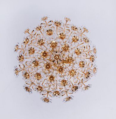17 Semi Flush Mount In Swarovski Crystal And Gilt Brass From Palwa, 1960s photo Lighting