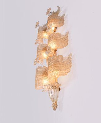 Grand Hotel Wall Sconce In Golden Murano Glass & Brass From Barovier & Toso, 1960s photo 8083.0
