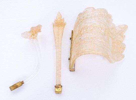 8083.0 Grand Hotel Wall Sconce In Golden Murano Glass & Brass From Barovier & Toso, 1960s photo