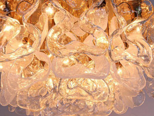 photo for sale Murano Glass & Brass Flush Mount By J. T. Kalmar For Kalmar, 1960s