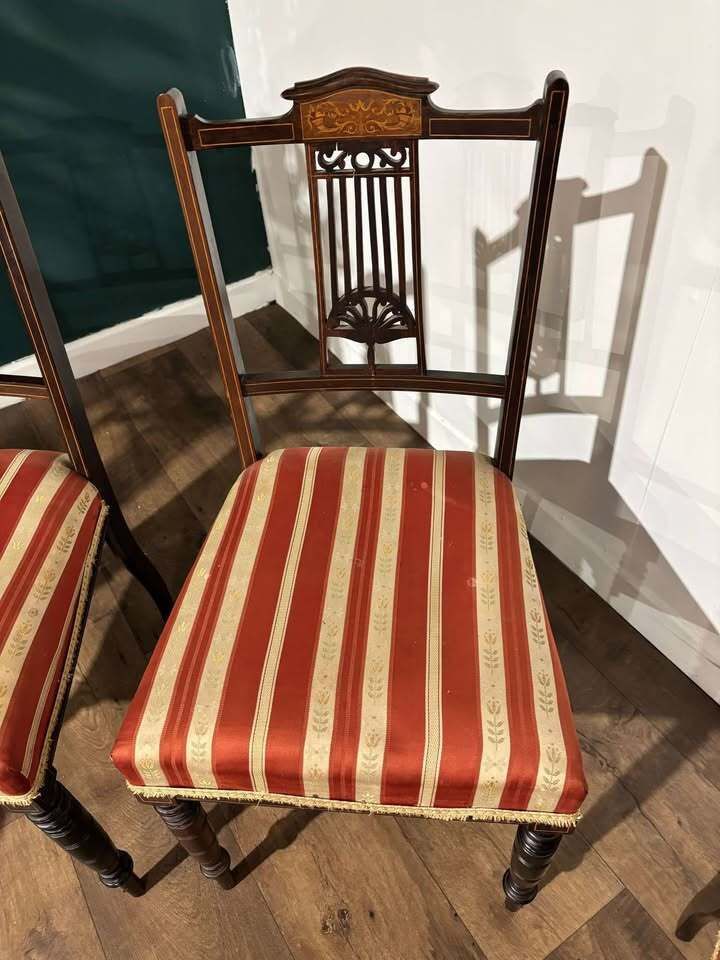 Set Of Four Late Victorian Mahogany Dining Chairs photo furniture