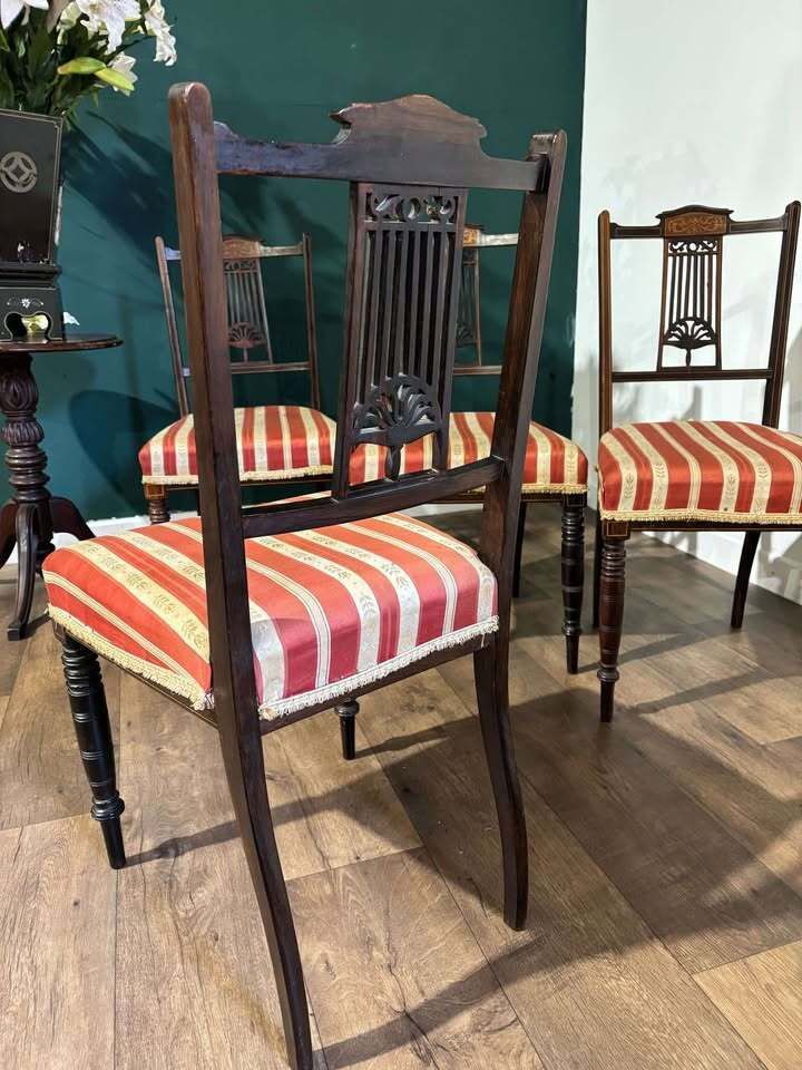 Set Of Four Late Victorian Mahogany Dining Chairs photo vintage