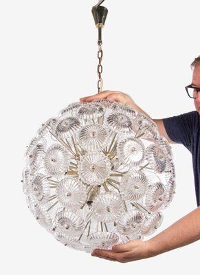 Germany Crystal Snowball Sputnik Chandelier From Palwa, 1960s photo vintage