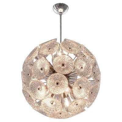 Modernist Glass And Chrome 10 Light Dandelion Sputnik Chandelier, 1960s photo furniture